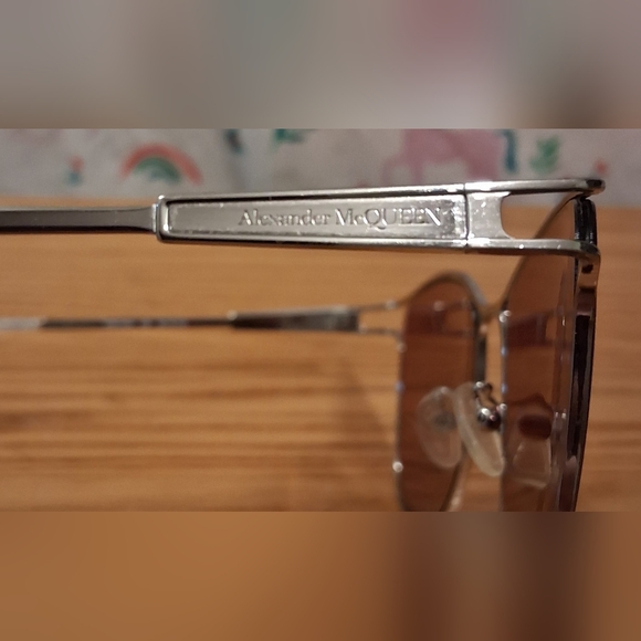 Alexander McQueen 0218SK 005 Silver & Purple UV Cat Eye Sunglasses Frames - Picture 6 of 9